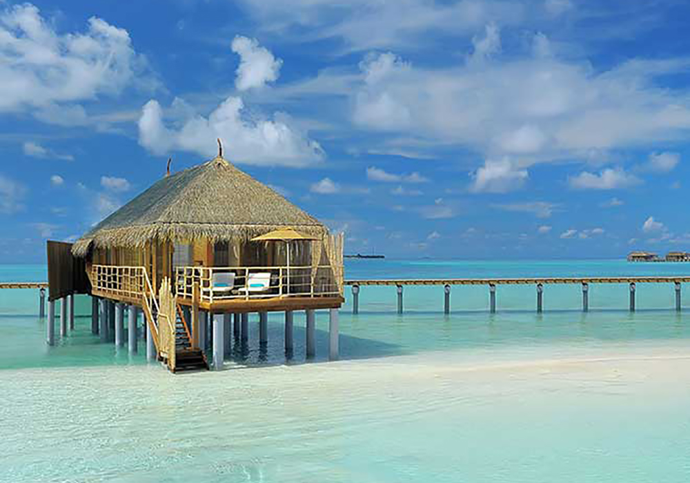 Maldiverna. Maldives water bungalow